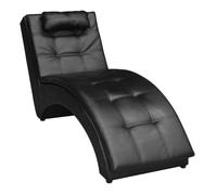 vidaXL Diván con almohada de cuero sintético negro