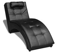 vidaXL Diván con almohada de cuero sintético negro