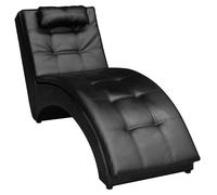vidaXL Diván con almohada de cuero sintético negro