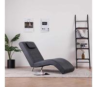 vidaXL Diván canapé con almohada de ante artificial y tumbona, gris