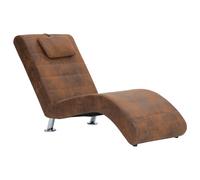 vidaXL Diván con almohada de piel de ante artificial marrón