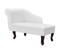 vidaXL Sillón Elegante Lujoso – Cuero artificial blanco – Reposabrazos izquierdo