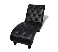 vidaXL Diván Chaise Longue Clásico Poliuretano con Botones Marrón