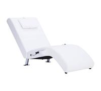 vidaXL Diván de masaje con almohada de cuero sintético blanco