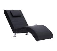 vidaXL Diván de masaje con almohada de cuero sintético negro