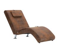 vidaXL Diván de masaje con almohada de piel de ante artificial marrón