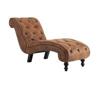 vidaXL Diván Chaise Longue Piel Ante Sintética Vintage Marrón con Botones