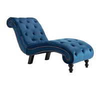 vidaXL Diván Chaise Longue Sillón Relax Terciopelo Vintage con Botones Ergonómico Azul