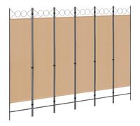 vidaXL Divisor de habitación de 6 paneles Beige 240 x 180 cm Tela