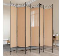 vidaXL Divisor de habitación de 6 paneles Beige 240 x 200 cm Tela