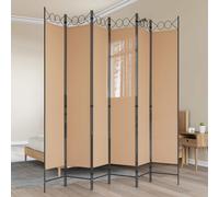vidaXL Divisor de habitación de 6 paneles Beige 240 x 220 cm Tela