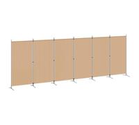 vidaXL Divisor de habitación de 6 Paneles Beige 520 x 180 cm Tela, Salón, Divisor Moderno Rectangular, partición Plegable, Pantalla para privacidad en Espacios compactos