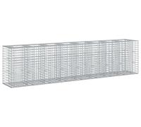 vidaXL, dos macetas elevadas tipo gavión, 330 x 50 x 80 cm, acero galvanizado