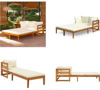 vidaXL: Dos tumbonas con cojines color crema. Fabricadas en madera de acacia. Tumbonas para jardín, terraza o piscina