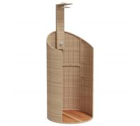 vidaXL Ducha de exterior con rociador giratorio – Ratán PE y madera acacia, Beige, 100x100x241,5 cm
