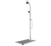 vidaXL Ducha de jardín 220 cm Aluminio con base y soporte – Gris, Marrón y más