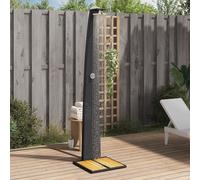 vidaXL Ducha de exterior para piscina Rociador giratorio Ratán PE y madera acacia Negro
