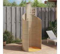 vidaXL Ducha de exterior con rociador giratorio – Ratán PE y madera acacia, Beige, 100x100x241,5 cm