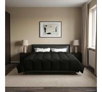 vidaXL Edredón de Invierno Acolchado Negro 200 x 240 cm Microfibra