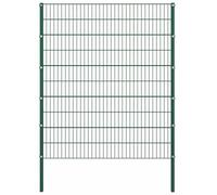 vidaXL, elemento de valla con postes de hierro, 1385 x 200 cm, color verde