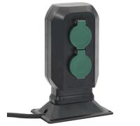 vidaXL Enchufe de exterior con estaca 2 vías negro verde 15,5x11x24 cm