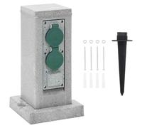 vidaXL Enchufe de exterior con estaca 4 vías apariencia piedra gris