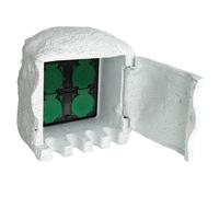 vidaXL Enchufe de jardín 4 ranuras resistente al agua resina blanco