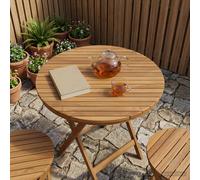 vidaXL Encimera Ø 80 x 3,5 Redondo Madera de teca maciza Natural
