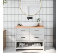 vidaXL Encimera baño madera maciza tratada marrón claro 100x30x(2-4)cm