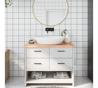 vidaXL Encimera baño madera maciza tratada marrón claro 100x40x(2-4)cm