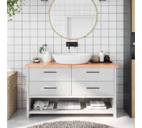 vidaXL Encimera baño madera maciza tratada marrón claro 140x30x(2-4)cm