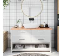 vidaXL Encimera baño madera maciza tratada marrón claro 140x60x(2-4)cm