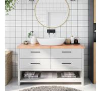 vidaXL Encimera baño madera maciza tratada marrón claro 140x60x(2-6)cm