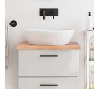 vidaXL Encimera baño madera maciza tratada marrón claro 60x50x(2-4) cm