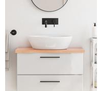 vidaXL Encimera baño madera maciza tratada marrón claro 80x30x(2-4) cm