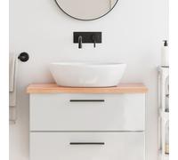 vidaXL Encimera baño madera maciza tratada marrón claro 80x40x(2-4) cm