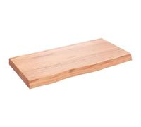 vidaXL Encimera baño Madera Maciza tratada marrón Claro 80x40x(2-6) cm