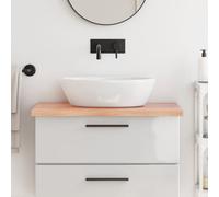 vidaXL Encimera baño madera maciza tratada marrón claro 80x50x(2-4) cm