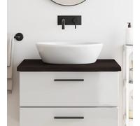 vidaXL Encimera baño madera maciza tratada marrón oscuro 80x60x(2-4)cm