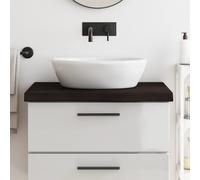 vidaXL Encimera baño madera maciza tratada marrón oscuro 80x60x(2-6)cm