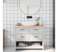 vidaXL Encimera de baño madera maciza sin tratar 100x30x(2-4) cm