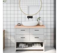 vidaXL Encimera de baño madera maciza sin tratar 100x30x(2-6) cm