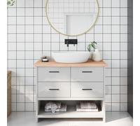 vidaXL Encimera de baño madera maciza sin tratar 100x40x(2-4) cm