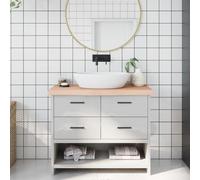 vidaXL Encimera de baño madera maciza sin tratar 100x40x(2-6) cm