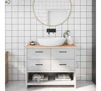 vidaXL Encimera de baño madera maciza sin tratar 100x40x2 cm