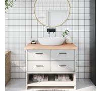 vidaXL Encimera de baño madera maciza sin tratar 100x50x(2-6) cm