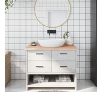 vidaXL Encimera de baño madera maciza sin tratar 100x50x2 cm