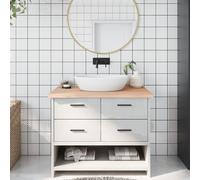 vidaXL Encimera de baño madera maciza sin tratar 100x60x(2-4) cm
