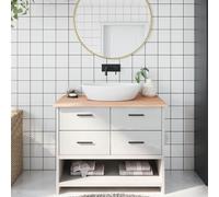 vidaXL Encimera de baño madera maciza sin tratar 100x60x2 cm