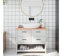 vidaXL Encimera de baño madera maciza tratada marrón claro 100x30x2 cm